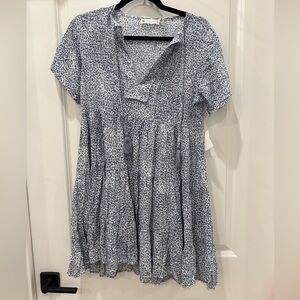 The Impeccable Pig Blue and White Leopard Print Dress NWT